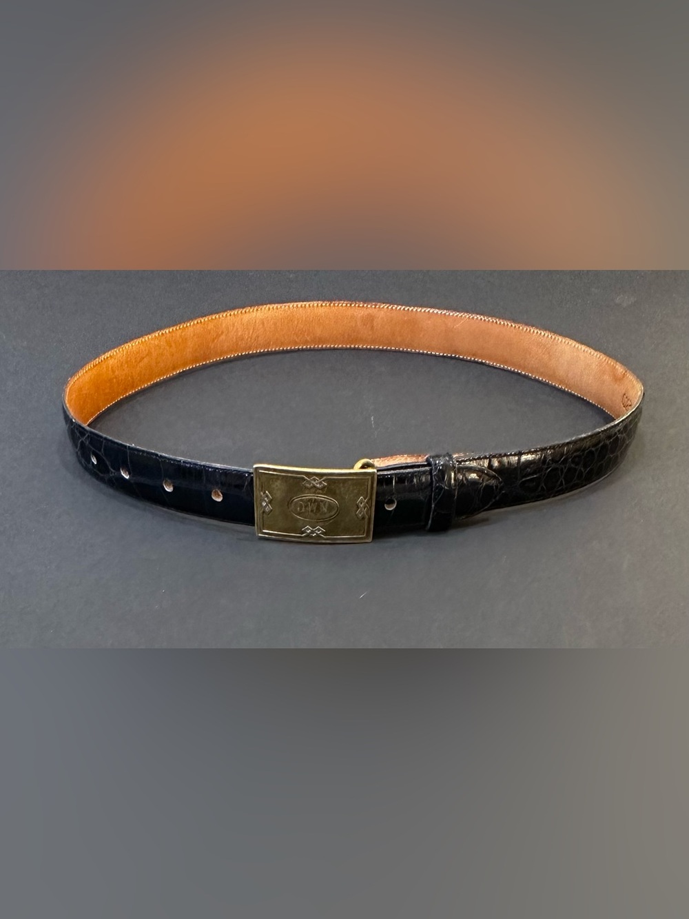 Genuine Exotic Alligator Leather Cole Haan Plate Buckle Black Luxury USA 32